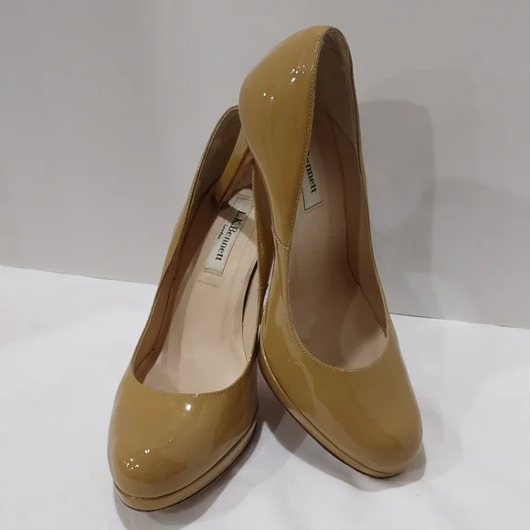 L.K.Bennett PATENT LEATHER NUDE ROUND TOE PUMPS STILETTOS SIZE 38/ US 5.5 - Picture 12 of 14